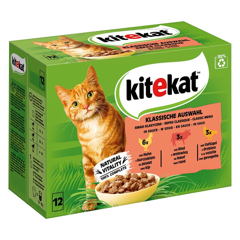 Kitekat Variety Pouches Saver Pack 48 x 85g Classic Selection in Gravy