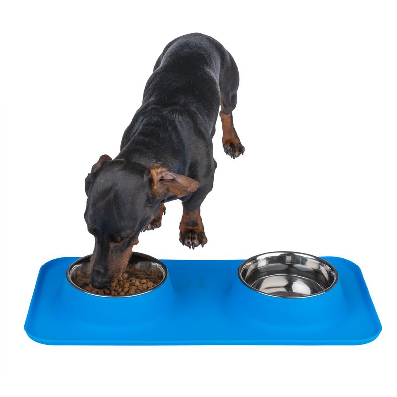 TIAKI double bowl with silicone mat 2 x 540 ml, Ø 14 cm