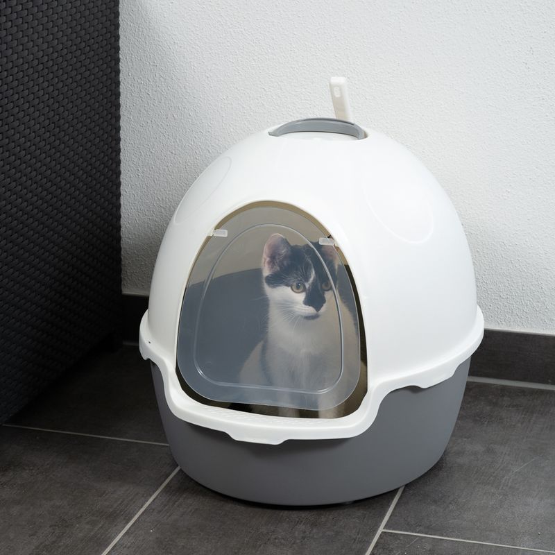 TIAKI Cinder Hooded Litter Tray Dark grey / white