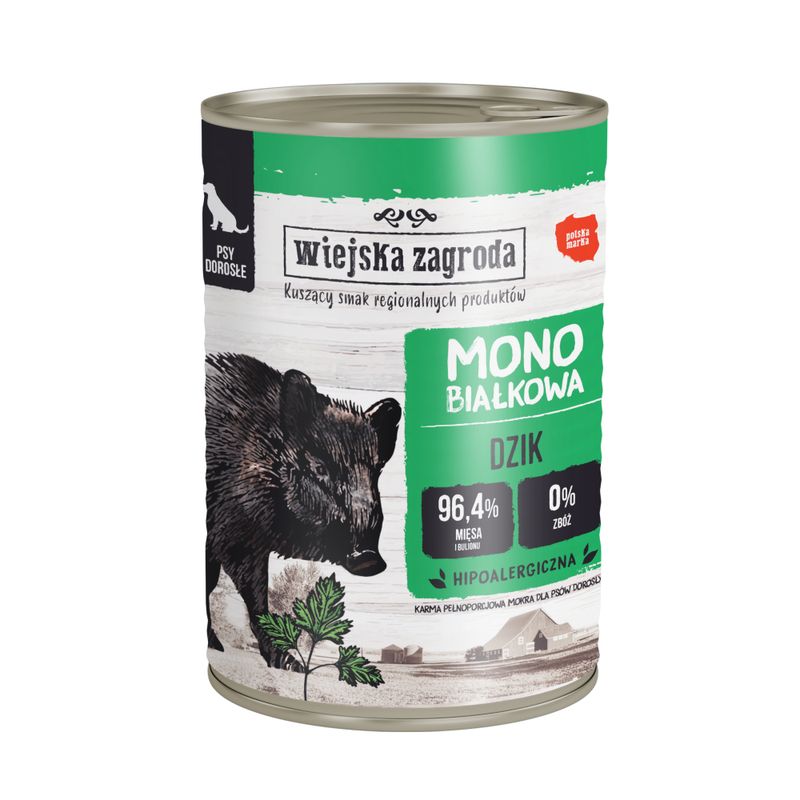 Wiejska Zagroda Dog 12 x 400g Wild Boar & Beef