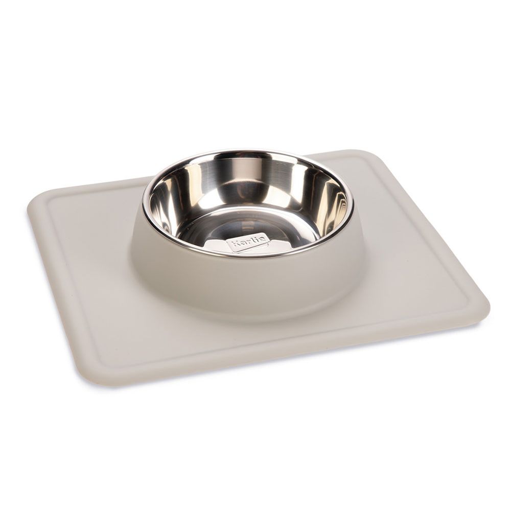 Karlie Stainless Steel Silicone Dex Dog Bowl 350ml, 14cm diameter Light Grey