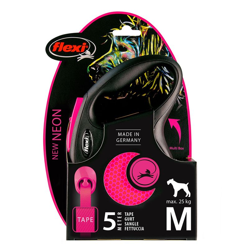flexi New Neon Pink Harness 5m Lead M: up to 25kg