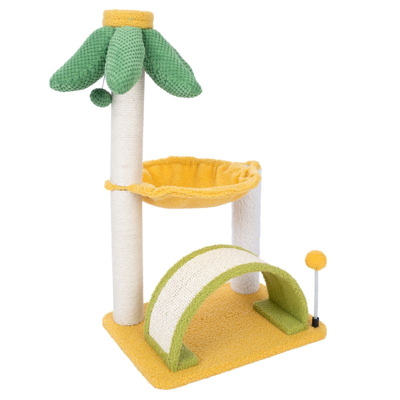 TIAKI Palm Scratching Tree with Hammock Yellow