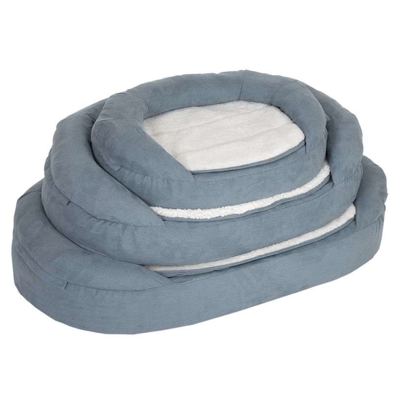 Oval Memory Foam Dog Bed, grey-blue 72 x 50 x 20 cm (L x W x H)