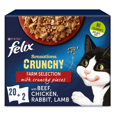 Felix Sensations Crunchy Crumbles 20 x 85g + 2 x 40g Meat Selection