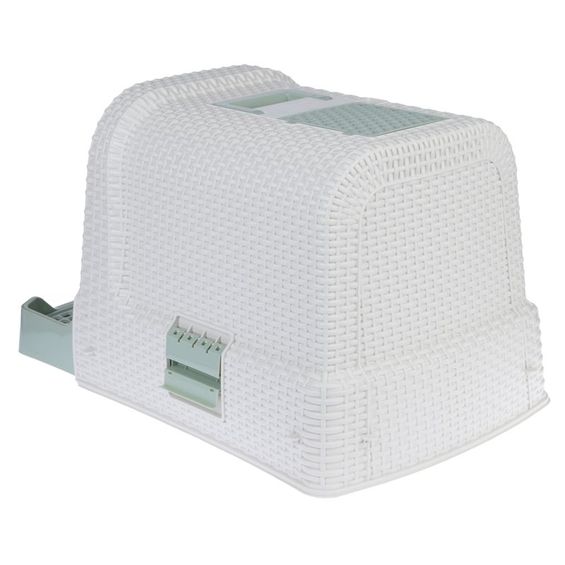 kooa Hooded Litter Draw with Litter Drawer White / Mint