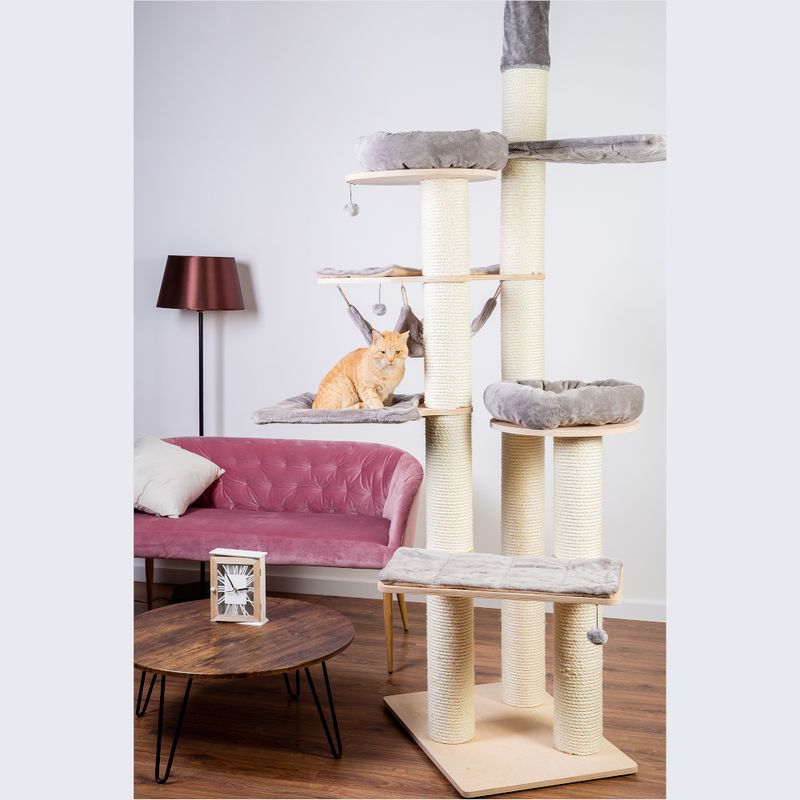 Natural Paradise Ceiling Cat Tree - Amaryllis Light Grey (2 packages*)