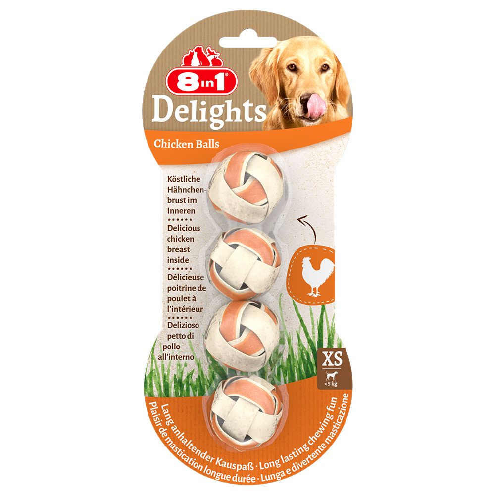 8in1 Delights Meaty Chewy Balls XS (4 Balls, 36g)