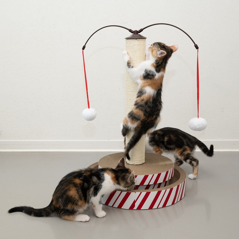 TIAKI 4-in-1 Multi-Toy Scratching Post for Cats 1 Toy