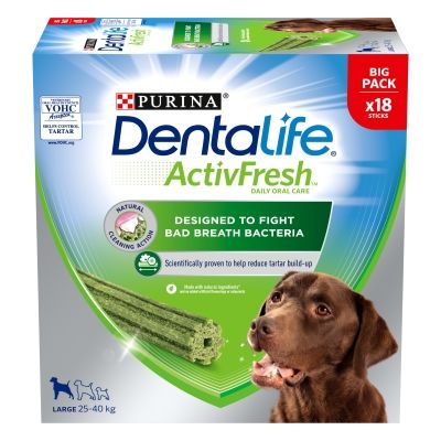 PURINA Dentalife Active Fresh Daily Dental Care Snacks for Large Breed Dogs 18 Sticks