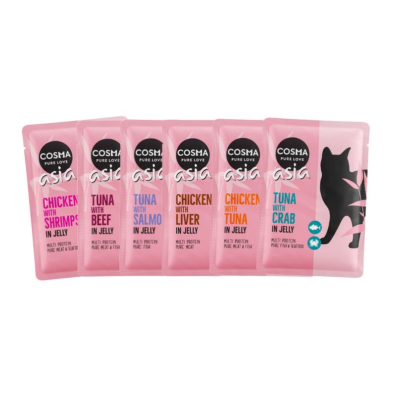Cosma Asia in Jelly Pouches Mixed Trial Pack 6 x 100g Mixed Pack (6 Varieties)