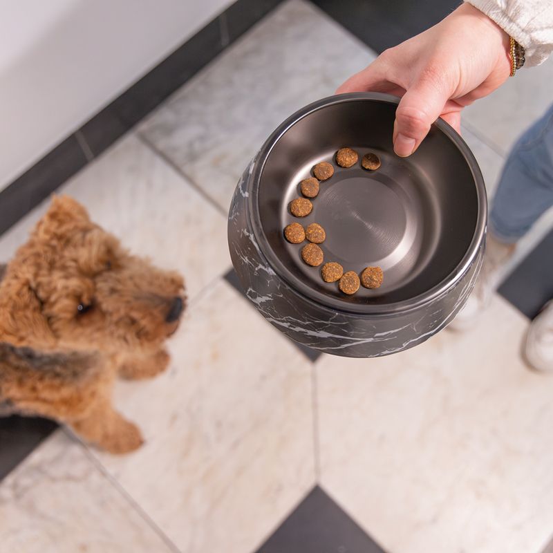 Designed by Lotte Marble Melamine Feeding Bowl - Black 350ml, diameter 17.5cm