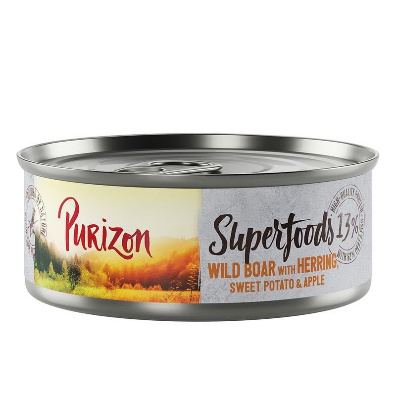 Purizon Superfoods 6 x 70g Mixed Pack (2x Chicken, 2x Tuna, 1x Wild Boar, 1x Game)