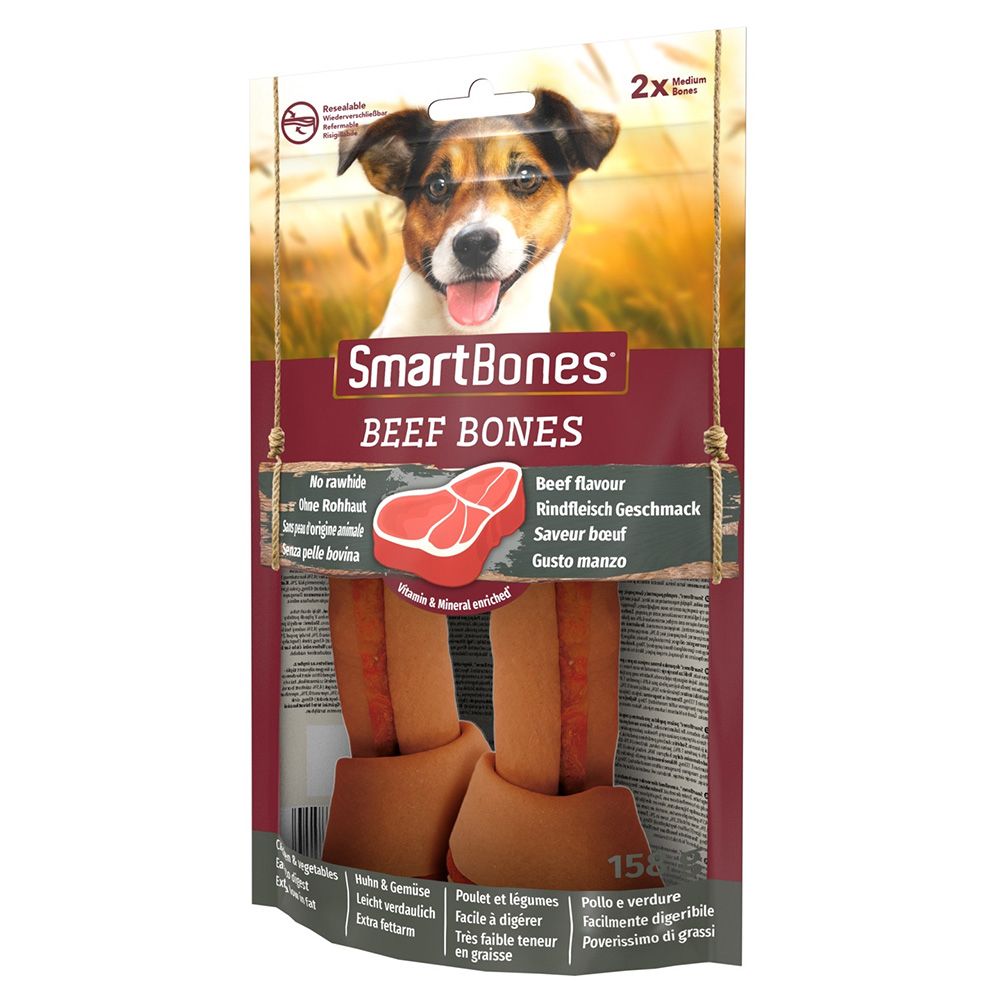 SmartBones Beef Bones for Medium Dogs 2 Bones