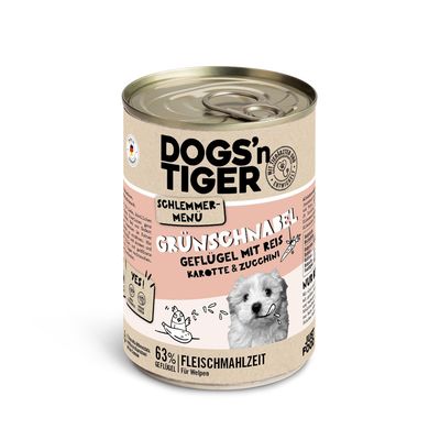 Dogs'n Tiger Gourmet Menu for Dogs Saver Pack 12 x 400g Junior Poultry with Brown Rice, Carrots and Courgettes
