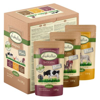 Lukullus Natural Adult Mini Grain-free Pouches 6 x 150g Mixed Pack