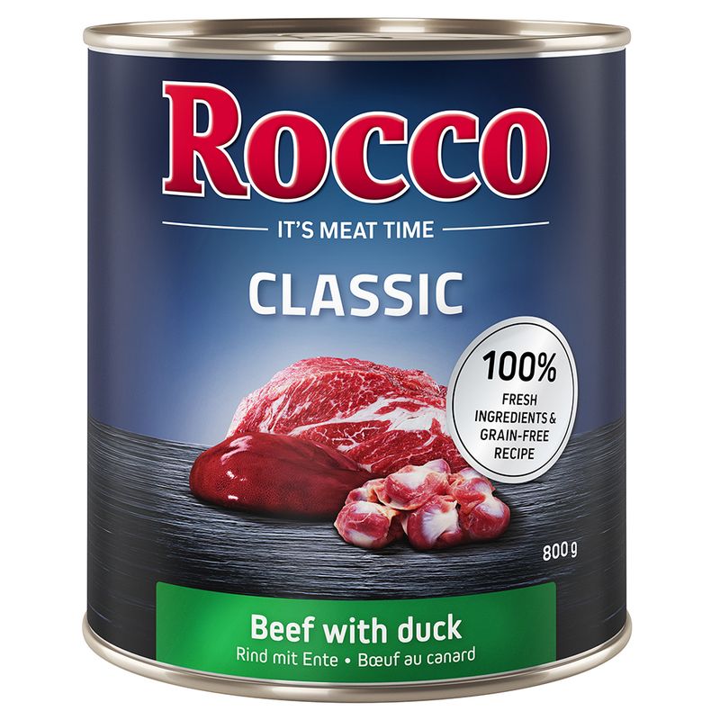 Rocco Classic Trial Pack 6 x 800g Topseller Mix: Pure Beef, Beef/Poultry Hearts, Beef/Chicken