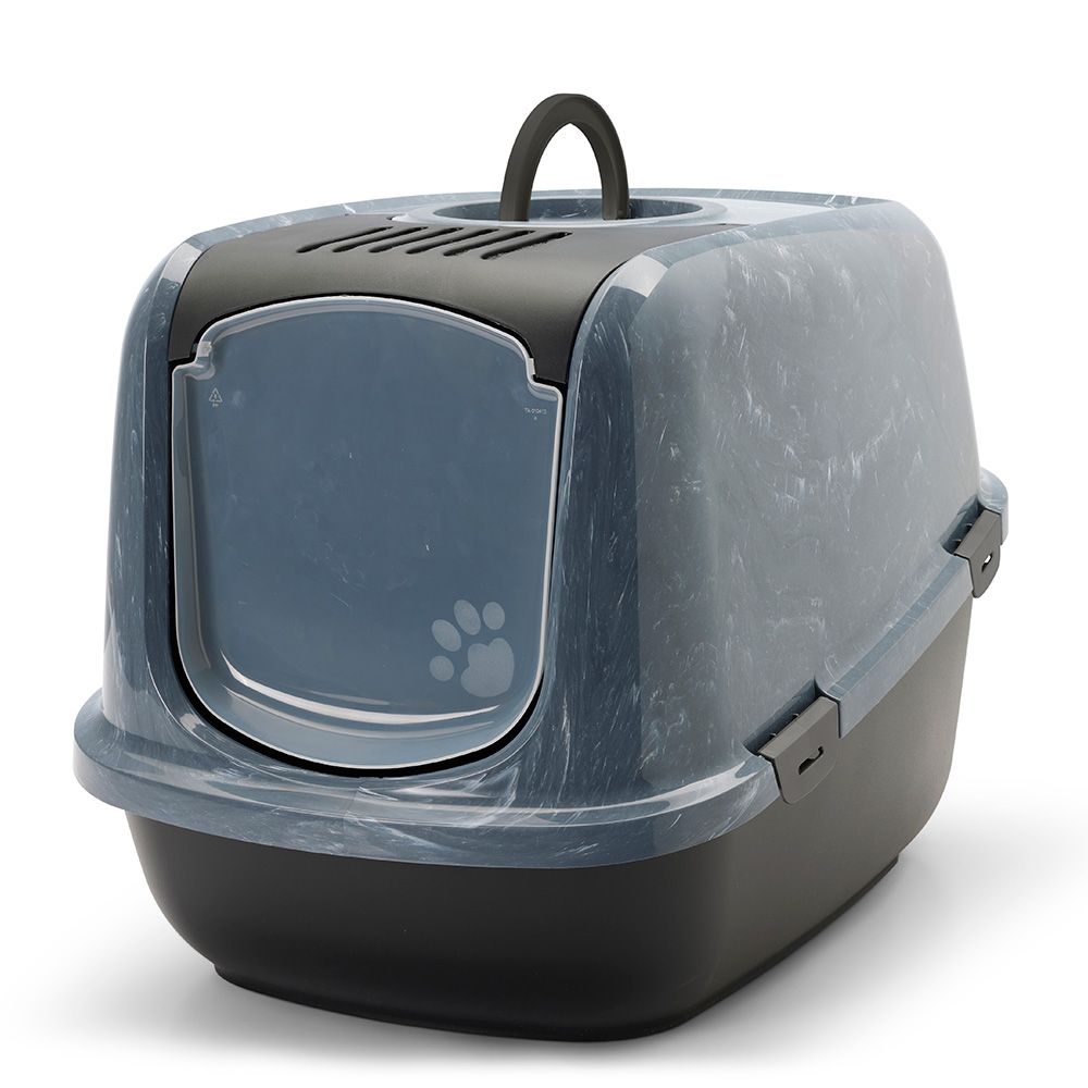 Savic Nestor Jumbo Marble Cat Litter Tray Anthracite white marble / black