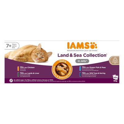 IAMS Advanced Nutrition Senior 7+ Land & Sea Collection in Jelly 48 x 85g