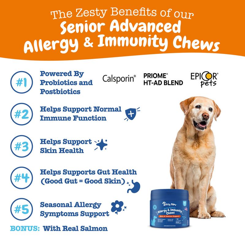 Zesty Paws Senior Allergy & Immunity Skin & Immune Support - Salmon 50 Chews