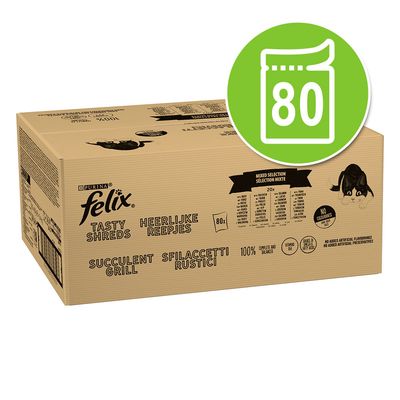 Felix Tasty Shreds Jumbo Pack 80 x 80g Mixed Selection