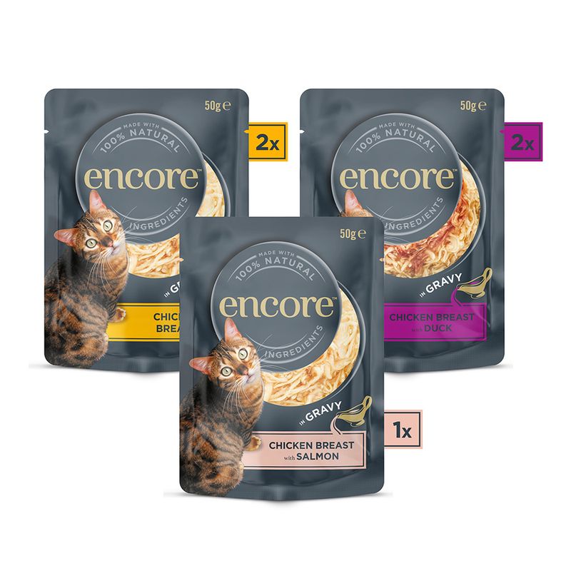 Encore Cat Gravy Pouch Mix 5 x 50g Chicken Selection (3 Varieties)