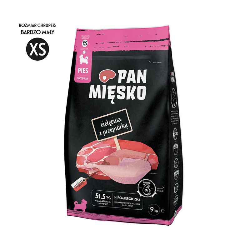 Pan Mięsko Extra Small Puppy Veal with Quail 9kg