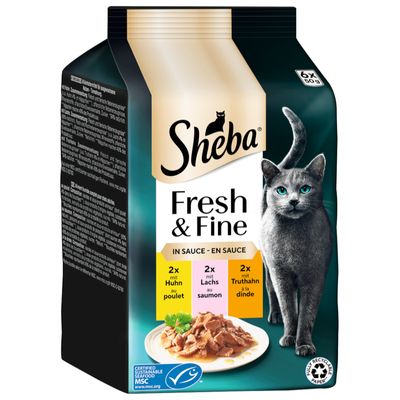 Sheba Fresh Choice Mini Pouches 6 x 50g Chicken, Turkey & Duck in Gravy