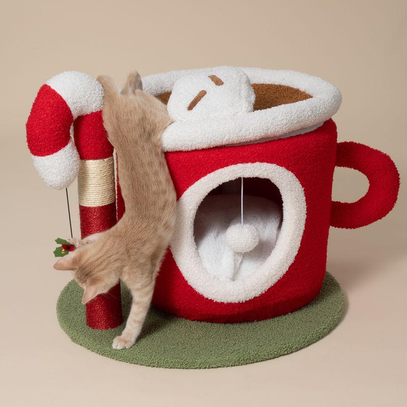 TIAKI Hot Chocolate & Candy Cane Scratching Post Red/Green/White