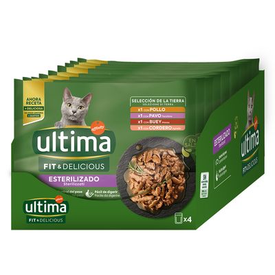 96 x 85g Ultima Wet Cat Food - 78 + 18 Free! * Sterilised: Meat Selection (96 x 85g)