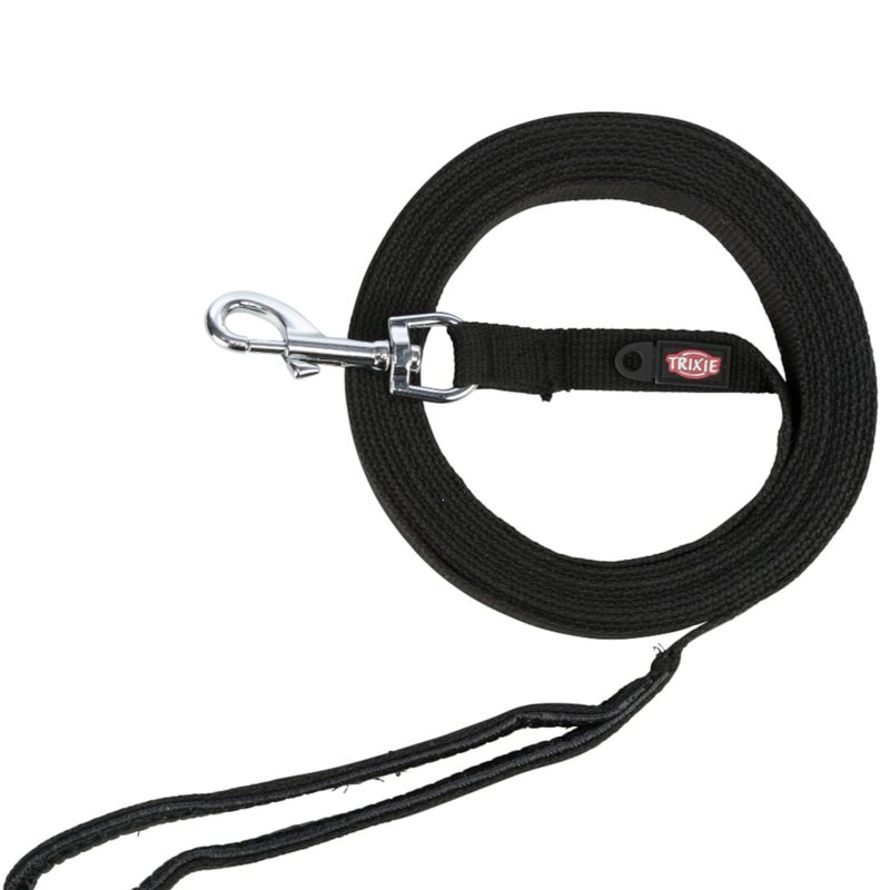 Trixie Cotton Drag Lead - Black Size: M-L: 5m long / 20mm wide