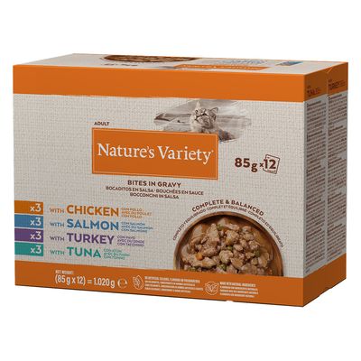 Nature's Variety Bites in Gravy 12 x 85g Mixed Pack (4 Varieties)
