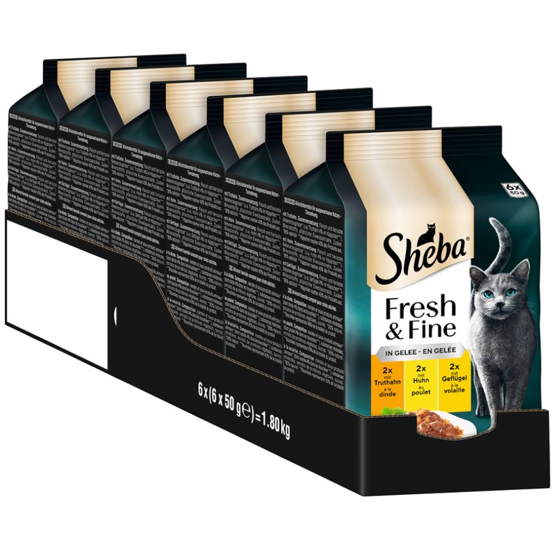 Sheba Fresh Choice Mini Pouches 6 x 50g Chicken, Turkey & Duck in Gravy
