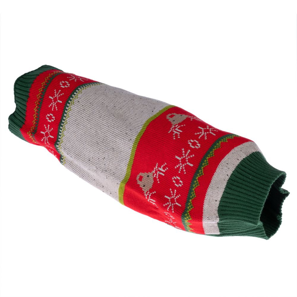 TIAKI Tri-Colour Reindeer Dog Jumper Size M: approx. 30cm Back Length