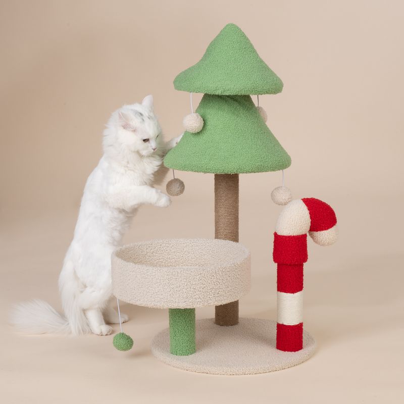 TIAKI Candy Cane Scratching Tree White/Red/Green