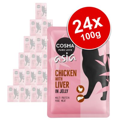 Cosma Asia in Jelly Pouches Saver Pack 24 x 100g Chicken with Chicken Liver
