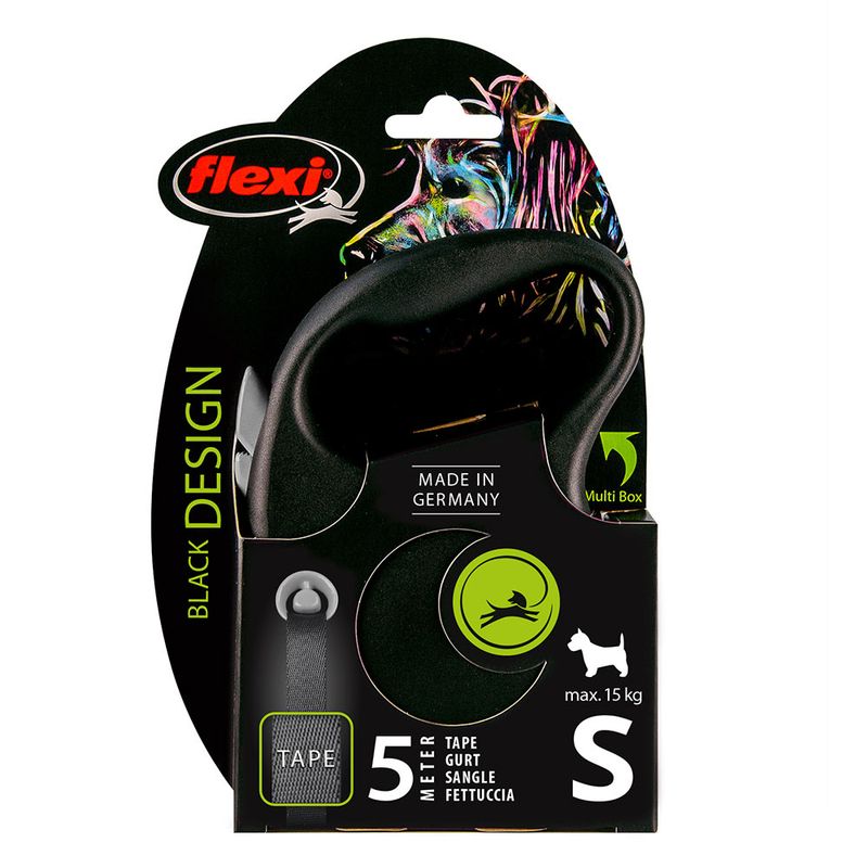 flexi Black Design Harness 5m Lead S: up to 15kg