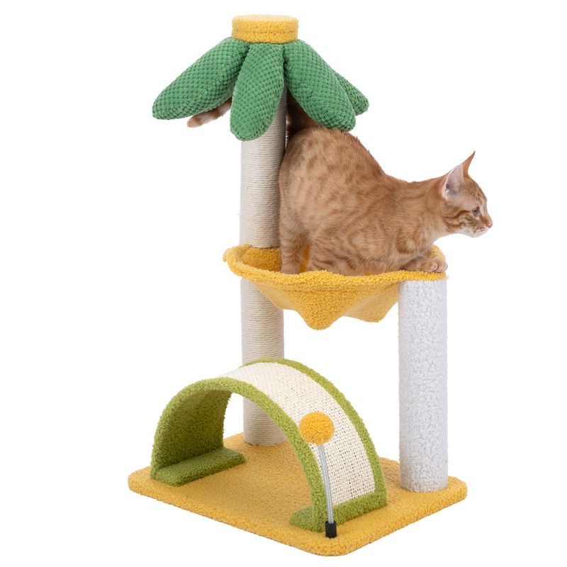 TIAKI Palm Scratching Tree with Hammock Yellow