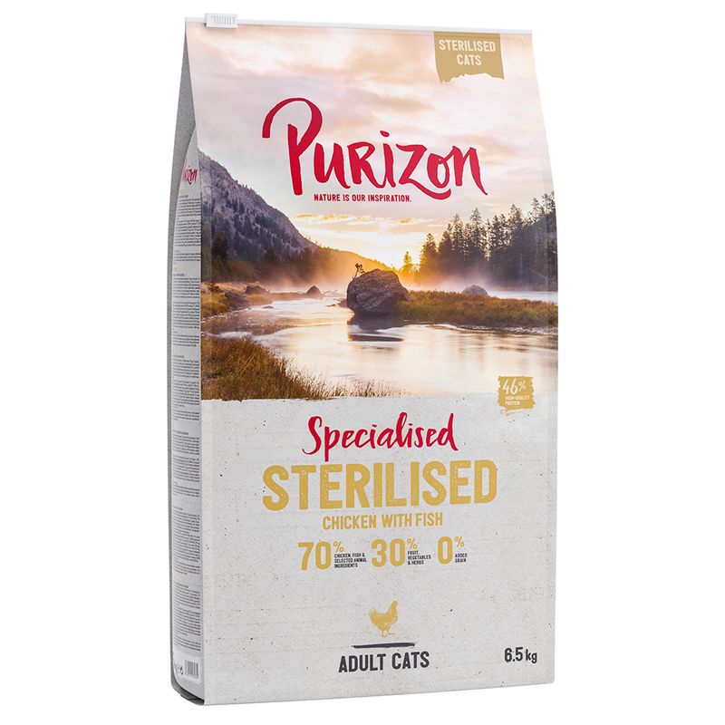 Purizon Adult Grain-Free Dry Cat Food Economy Pack Adult Chicken with Fish (2 x 6.5kg)