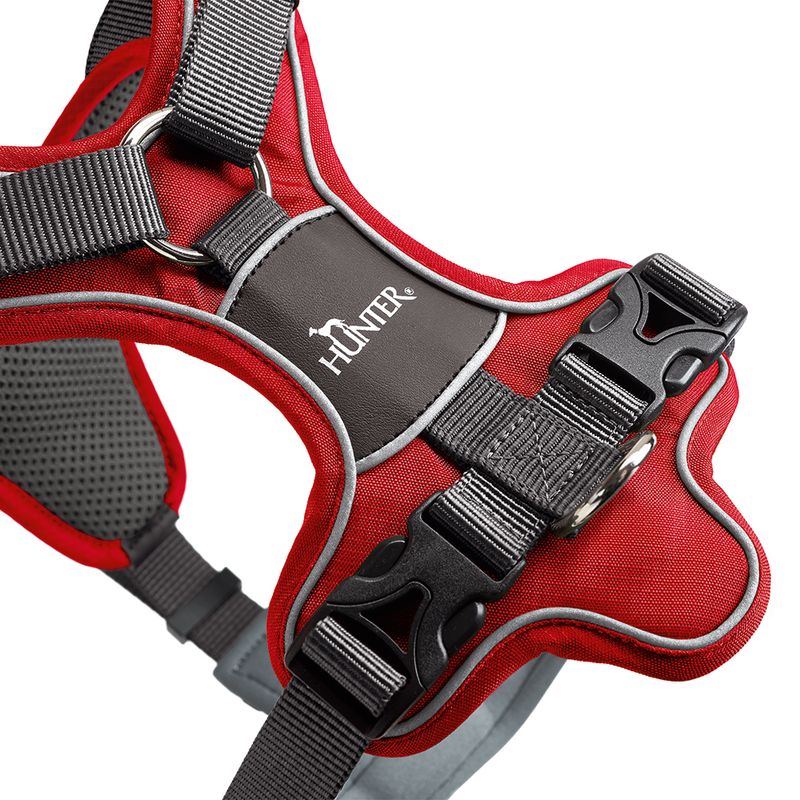 HUNTER Divo Harness – Red/Grey Size S-M: 52 – 68 cm Chest Circumference