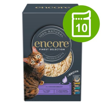 Encore Cat Pouch in Broth 10 x 50g Finest Selection (3 Varieties)