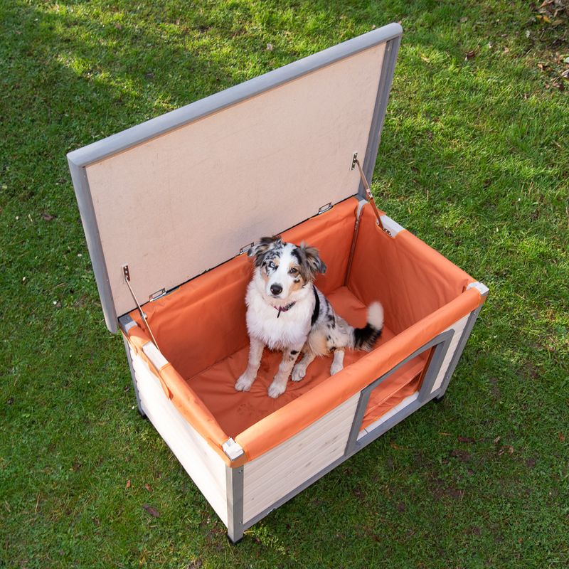 Trixie Classic dog kennel: Natura flat roof kennel Size S-M: W 85 x D 60 x H 58 cm, grey