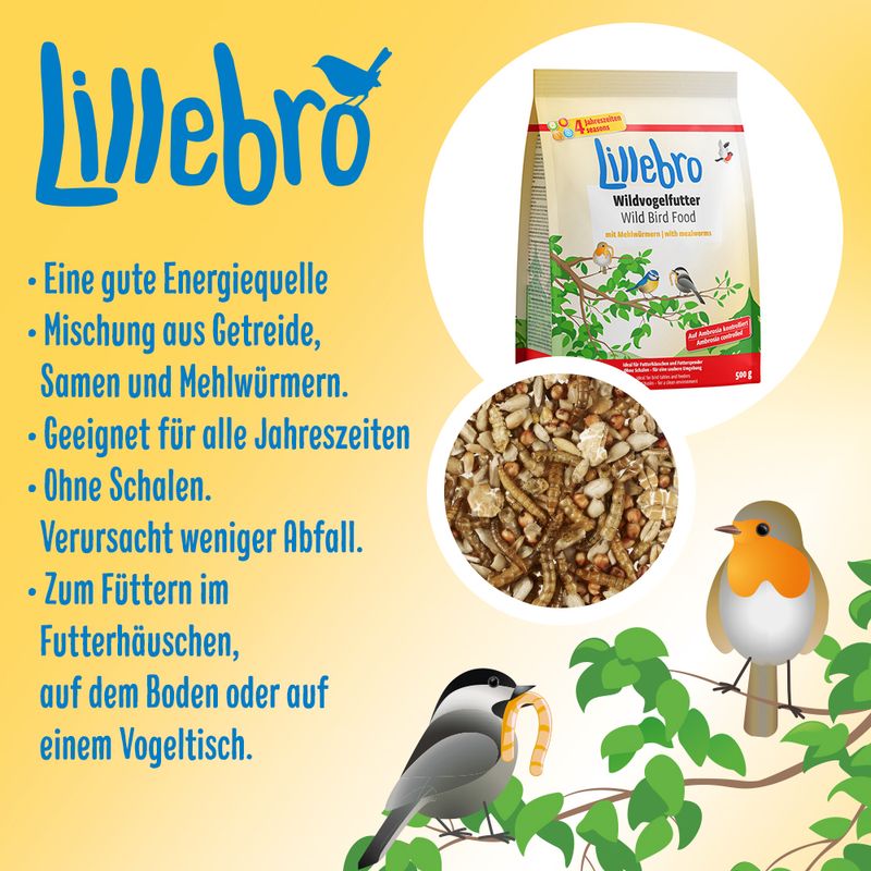 Lillebro Wild Bird Food with Mealworms 500g