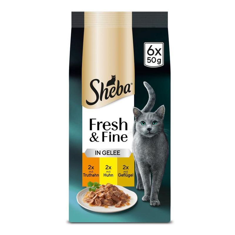 Sheba Fresh Choice Mini Pouches 6 x 50g Chicken, Turkey & Duck in Gravy