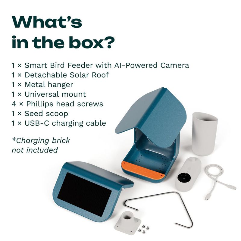 Bird Buddy Smart Bird Feeder with Solar Roof 16 x 17.5 x 23cm (L x W x H)
