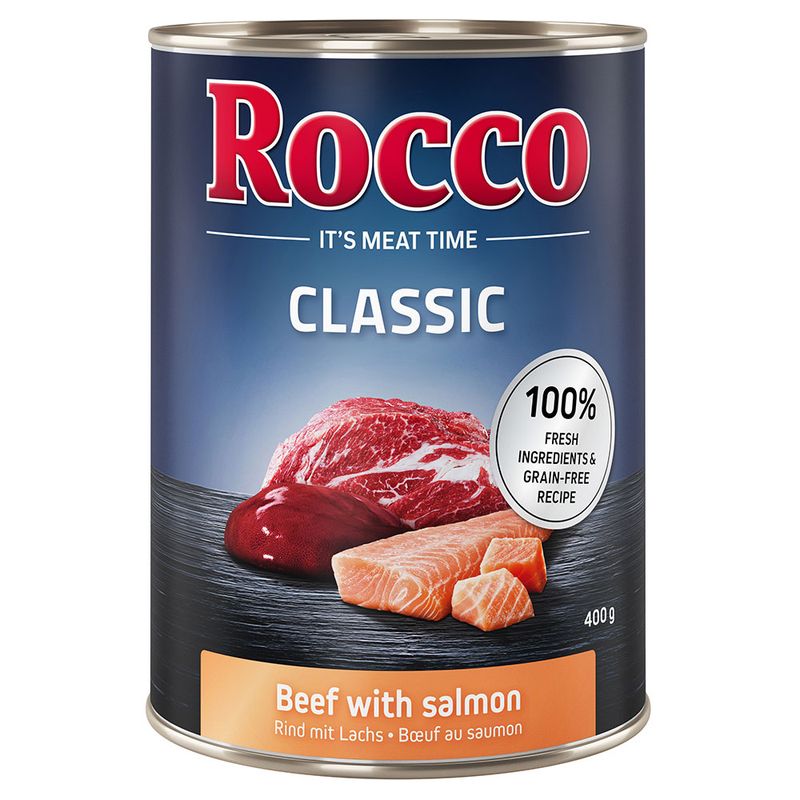 Rocco Classic Saver Pack 24 x 400g Topseller Mix: Pure Beef, Beef/Poultry Hearts, Beef/Chicken