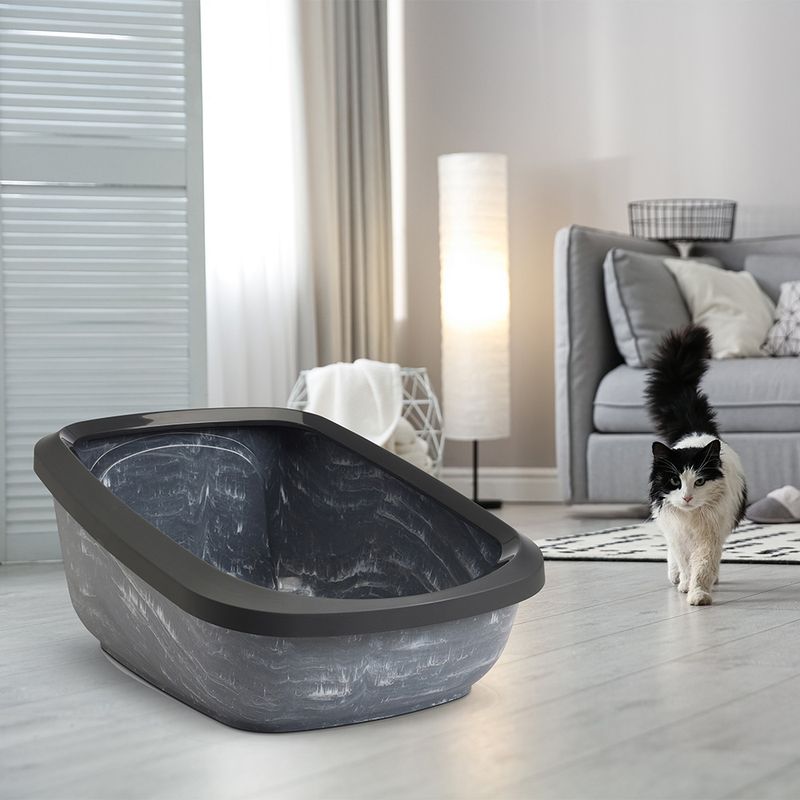 Savic Aseo Jumbo Marble Litter Tray Marbled Grey / Black