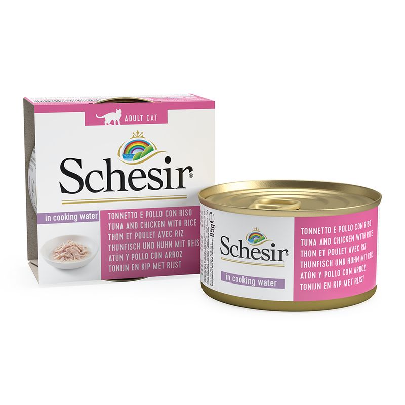 Schesir Natural with Rice 6 x 85g Tuna, Beef Fillet & Rice