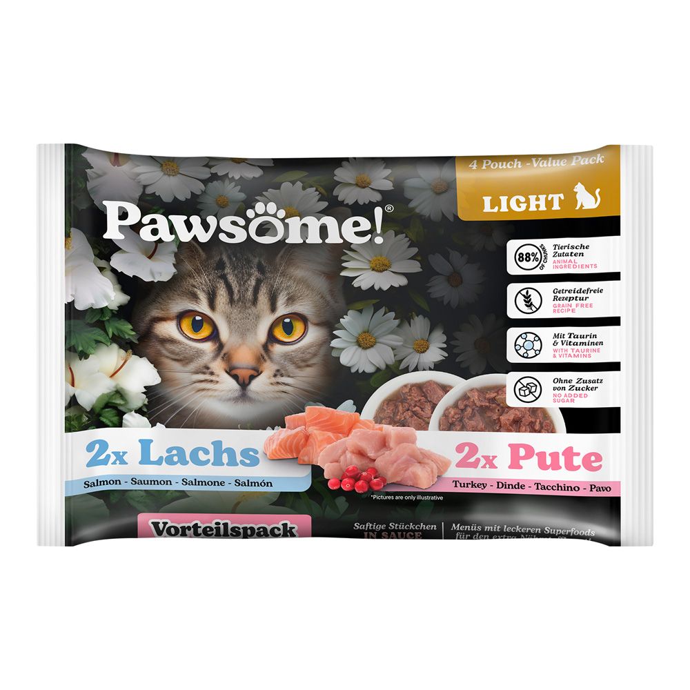 Pawsome Adult Light 4 x 85g Turkey & Salmon