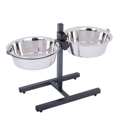Dog Bowl Stand with 2 Stainless Steel Bowls 2 x 1.8 l